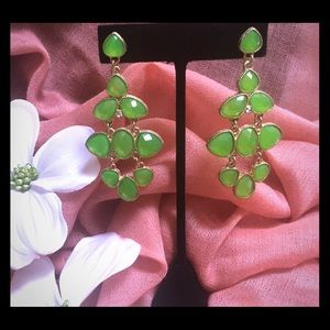 Fun chandelier earrings!  Lime green and gold